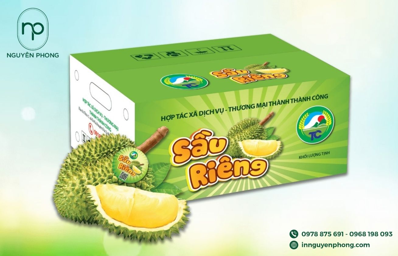 Thùng carton đựng sầu riêng thu hút khách hàng